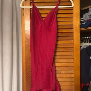 Y2K 100% Silk Victoria Secret Women's Red Slip Dress - M